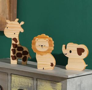Décoration de chambre d'enfant sur le thème de la <span class=keywords><strong>jungle</strong></span> en bois personnalisée, 3 pièces, décoration de la <span class=keywords><strong>jungle</strong></span>, verdure, animaux, girafe, lion, éléphant, art - Product Image 6