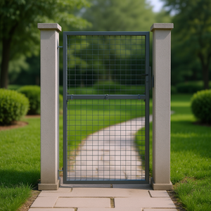 Portail de jardin en treillis d'acier galvanisé gris 39,4x78,7 pouces, style battant, installation facile, design industriel - Product Image 2