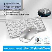 Ensemble clavier et souris sans fil 2,4 G BT rechargeable, mini clavier multimédia pour ordinateur portable PC