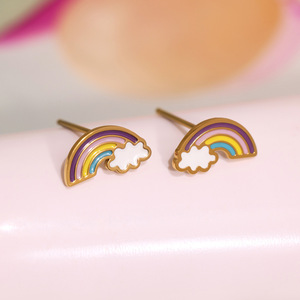 달콤하고 귀여운 화려한 구름 모양 어린이 주얼리 세트 스테인리스 스틸 18K 금도금 목걸이 팔찌 반지 선물 웨딩 - Product Image 5