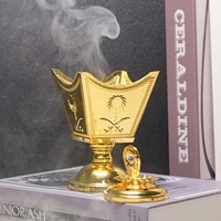 Brûleur d'encens musulman doré de style moyen-oriental par galvanoplastie décoratif pour la maison, le bureau et la chambre à coucher.