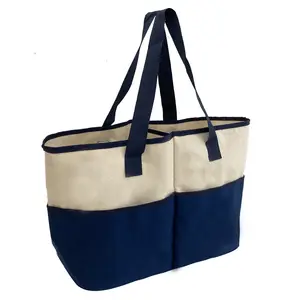 China Manufacturer Factory White Navy Blue Women's Tote Bags Utility Tote Bag High Quality Tote Bag For Students Adults