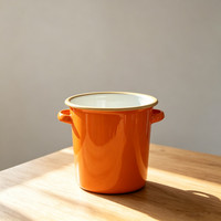 Pot de rangement en émail de qualité alimentaire, style vintage, 11 cm et 12 cm, avec logo personnalisé, double poignée, pour ustensiles et outils