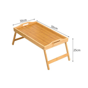 Lot de 2 plateaux de <span class=keywords><strong>table</strong></span> pliables en bambou <span class=keywords><strong>pour</strong></span> le petit-déjeuner <span class=keywords><strong>Plateau</strong></span> à collation portable <span class=keywords><strong>pour</strong></span> le service des aliments Assiettes de travail - Product Image 2