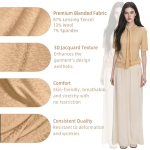 Tissu jacquard en <span class=keywords><strong>laine</strong></span> Tencel Lenzing <span class=keywords><strong>de</strong></span> qualité supérieure, 190 GSM, respirant, élastique, tissu durable pour chemisiers féminins, vêtements haut <span class=keywords><strong>de</strong></span> gamme - Product Image 3