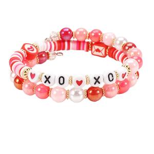 Bracelets romantiques perlés Love Xoxo Kiss Me Sweet en argile céramique, bijoux cadeau pour femme - Product Image 5
