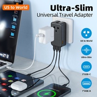Adaptador de Viaje Universal de Diseño Personalizado GaN de 70 W con Carga Rápida Ultrafino, Adaptador de Enchufe Internacional Universal, Enchufe de Viaje