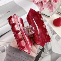 Nouveauté Mode Femmes Pinces à Cheveux en Acétate Pinces à Cheveux en Forme de Cœur Douces Pinces Simples pour Filles avec Diamant pour Accessoires Cheveux