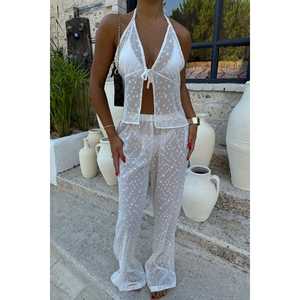 Conjunto de Traje de Pantalón de Tul Blanco para Mujer - Product Image 5