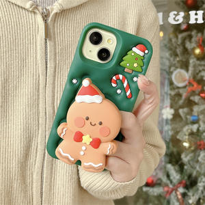 Custodia per Telefono con Supporto in Silicone a Forma di Omino di Pan di Zenzero Natalizio per <span class=keywords><strong>iPhone</strong></span> <span class=keywords><strong>Apple</strong></span> <span class=keywords><strong>14</strong></span> 13 17 16 15 Pro Max, Antiurto - Product Image 4