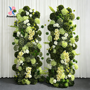 Set de Pared de Flores Artificiales Promise, Verde y Blanco Mixto, Hecho a Mano, Poliéster, Alta Simulación, Decoración para Bodas - Product Image 1