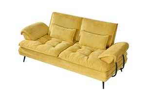 <span class=keywords><strong>Canapé</strong></span> sectionnel moderne <span class=keywords><strong>3</strong></span> <span class=keywords><strong>places</strong></span> en tissu avec sièges confortables rembourrés en éponge, pieds en métal durables, design rotatif pour salon - Product Image 4