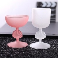 Gobelet en verre borosilicate givré avec pied en forme de coquillage pour fêtes, mariages, banquets, bars, desserts, cocktails, vin, boissons, décoration intérieure