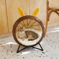 Lit pour animaux de compagnie en rotin tressé à la main, super respirant, panier pour animaux de compagnie, cages pour animaux de compagnie.