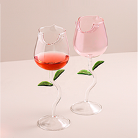 Verres à vin rouge de luxe en verre borosilicate haut de gamme, forme rose artistique et unique, 150ml/280ml, pied court