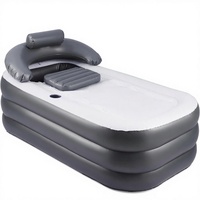 Baignoire gonflable moderne en PVC avec pompe à air électrique, portable, rectangulaire, avec coussin de bain, couvercle, drain et porte-gobelet, pliable