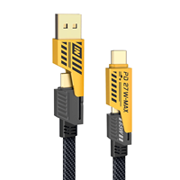 Cargador de Teléfono Taipuxi, Cable de Carga Rápida USB 4 en 1, Trenzado de Nailon Resistente, 65 W, 1 m, Tipo C, Logotipo, Cargadores Multifunción