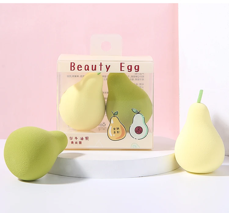 Lameila OEM Logo 2pcs Fruit Shape Beauty Sponge Reusable Soft Latex Free Foundation Makeup Sponge Blender Packaging Box A80219