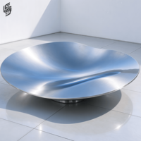 Sculpture en acier inoxydable concave polie sur mesure, art moderne, miroir métallique, statue pour la décoration de place en plein air