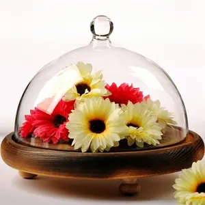 Handgemachte Blumen glas Bell Jar Dome mit Basis für Hochzeit