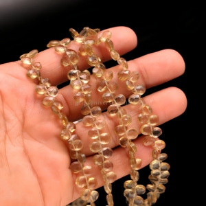 Natural <b>Beer</b> Quartz Faceted Pear Beads 5MM 7MM Gemstone Briolette Beads 6 inch Strand For Jewelry Making in Wholesale Bulk Price - Product Image 1