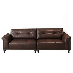 Sofá Chesterfield de Cuero Genuino Marrón, Estilo Retro Americano de Lujo, Juego de Muebles para Sala de Estar - Product Image 3