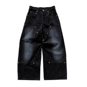 Pantalones de hombre de pana 100% algodón, estilo vintage, holgados, tipo carpintero, con doble rodilla, lavados y desgastados, de moda clásica, al por mayor - Product Image 5