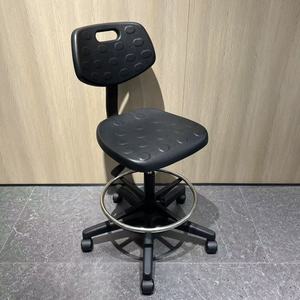 <span class=keywords><strong>Silla</strong></span> de trabajo de poliuretano PU negra con ruedas y base de nailon, taburetes para supermercado, cajero, tienda, escritorio de información, planta de taller - Product Image 3