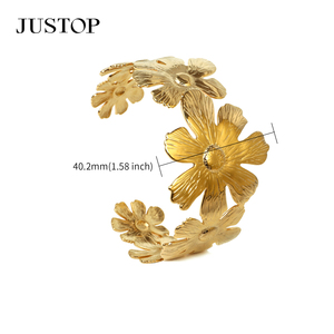 Women's Trendy OEM Custom Waterproof Stainless Steel Gold Plating Hypoallergenic Chura Bangles Fashion Jewelry Supplies Justop - Product Image 2
