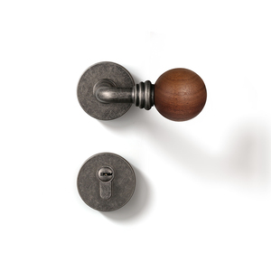 Poignée de porte en bois de noyer vintage BAGB, style industriel rétro argenté, silencieuse, magnétique, pour chambre à coucher, salle de bain, quincaillerie de porte - Product Image 1