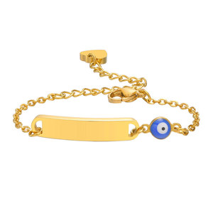 Waterproof Anti Tarnished 316L Stainless Steel Custom Eye 14K 18K Gold Plated <b>Adjustable</b> Blank <b>Bracelet</b> For Women - Product Image 5