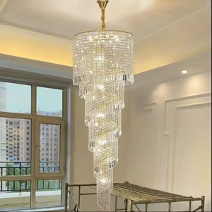 Modern Luxury Gold Villa LED Pendant Light <b>Large</b> Spiral Crystal Chandelier Home Office Hotel Restaurant 3000K 4000K CCT Options - Product Image 2