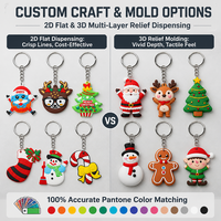 Porte-clés 3D en PVC souple personnalisable avec motifs de bonhomme de neige et Père Noël de dessin animé - Pendentif de voiture en peluche personnalisé, breloque de sac à dos, porte-clés perlé