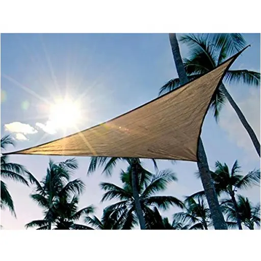Großhandel 16' x 16' x 16' Sand Farbe Wasserdicht Dreieck Sonne Sonnensegel für Outdoor Strand Garten Sand Beige Mehr größe Option