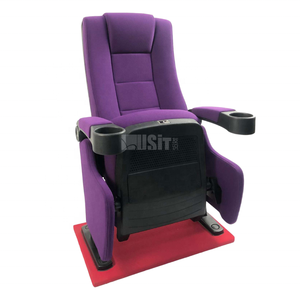 <span class=keywords><strong>Nouveau</strong></span> design, chaises de <span class=keywords><strong>cinéma</strong></span> pliantes en tissu violet, sièges de théâtre avec porte-gobelet - Product Image 2