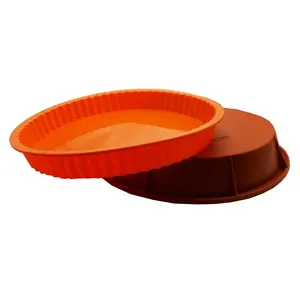 Food grade reusable non stick heat resistant baking cake pan tools large round silicone fruit pie mold