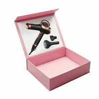 Caja de Regalo Magnética Rígida Plegable Rosa con Logotipo Personalizado para Electrónicos, Empaque de Papel Reciclable para Secador de Pelo con Tapa Magnética Abatible