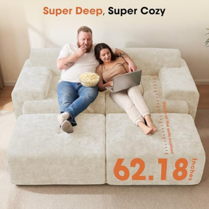 Sofá Seccional Modular con 2 Otomanas Móviles, Sofá Cama Acogedor Tipo Nube, Sofás sin Estructura para Sala de Estar, No Requiere Ensamblaje - Product Image 2