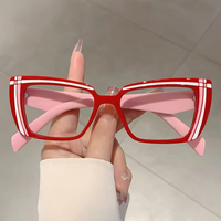 Kacamata Wanita Model Cat Eye Dua Warna Anti Blue Light, Frame Kacamata Optik Trendy, Bingkai Kacamata Wanita