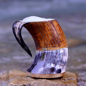 Taza de cuerno para beber de búfalo Natural de diseño único, uso de la mejor calidad para fiestas, tazas de cerveza de café pagano Wicca - Product Image 1