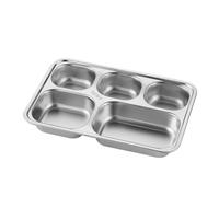 Plateau de service rapide Liyunda moderne rectangulaire personnalisé en acier inoxydable 304/201 à 2/3/4 compartiments pour portions divisées