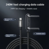 Cable de Carga Rápida USB-C de 240W con Malla de Nailon para Protección, Transferencia de Datos de 480Mbps, Compatible con IOS/Android y Laptop