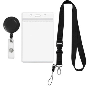 In stock, easy-open buckle webbing neck rope, transparent PVC soft card <b>holder</b>, exhibition pass, employee badge, and <b>ID</b> card - Product Image 1