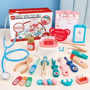 En bois semblant jouer docteur ensemble infirmière injection Kit médical jeu de rôle jouets classiques Simulation docteur jouer jouet jouet pour enfants