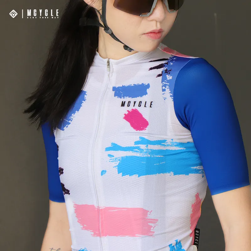 Mcycle Vêtements de sport anti-uv pour vélo Offres Spéciales impression par sublimation Maillots de vélo imprimés pour femmes Maillots de cyclisme grande taille