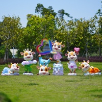 Sculpture d'animal de dessin animé en fibre de verre, faite à la main, personnalisable, pour extérieur, idéale pour les jardins d'enfants, les parcs, les centres commerciaux et les sites touristiques