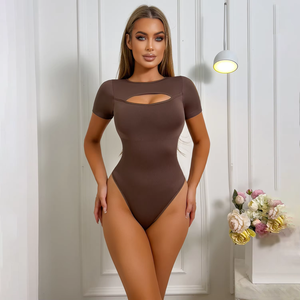 Модный высококачественный корсет для женщин с короткими рукавами, бесшовный, с эффектом увеличения бедер, с открытой промежностью, повседневный компрессионный корректор фигуры больших размеров - Product Image 5