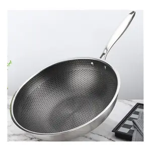 De gros non bâton wok vente-Poêle à frire antiadhésive en acier inoxydable 304, 3 à 32cm, ustensiles de cuisine, Wok et poêle à frire, vente en gros
