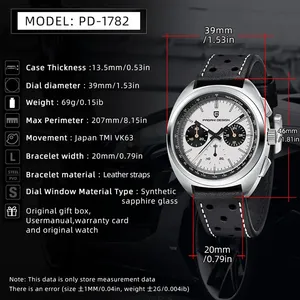 <strong>Retro</strong> Dial Men's Watches Top Luxury Brand PAGANI DESIGN Chronograph Quartz Watch Sports Waterproof Leather <strong>Clock</strong> - Product Image 6