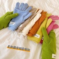 Gants décontractés pour femmes, double couche, automne-hiver, cinq doigts, tricotés, épais, chauds, résistants au froid et au gel, séchage rapide
